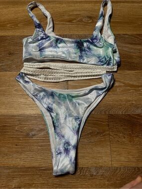 NEW Tie-Dye Metallic Bikini Set in Blue, Green, Purple